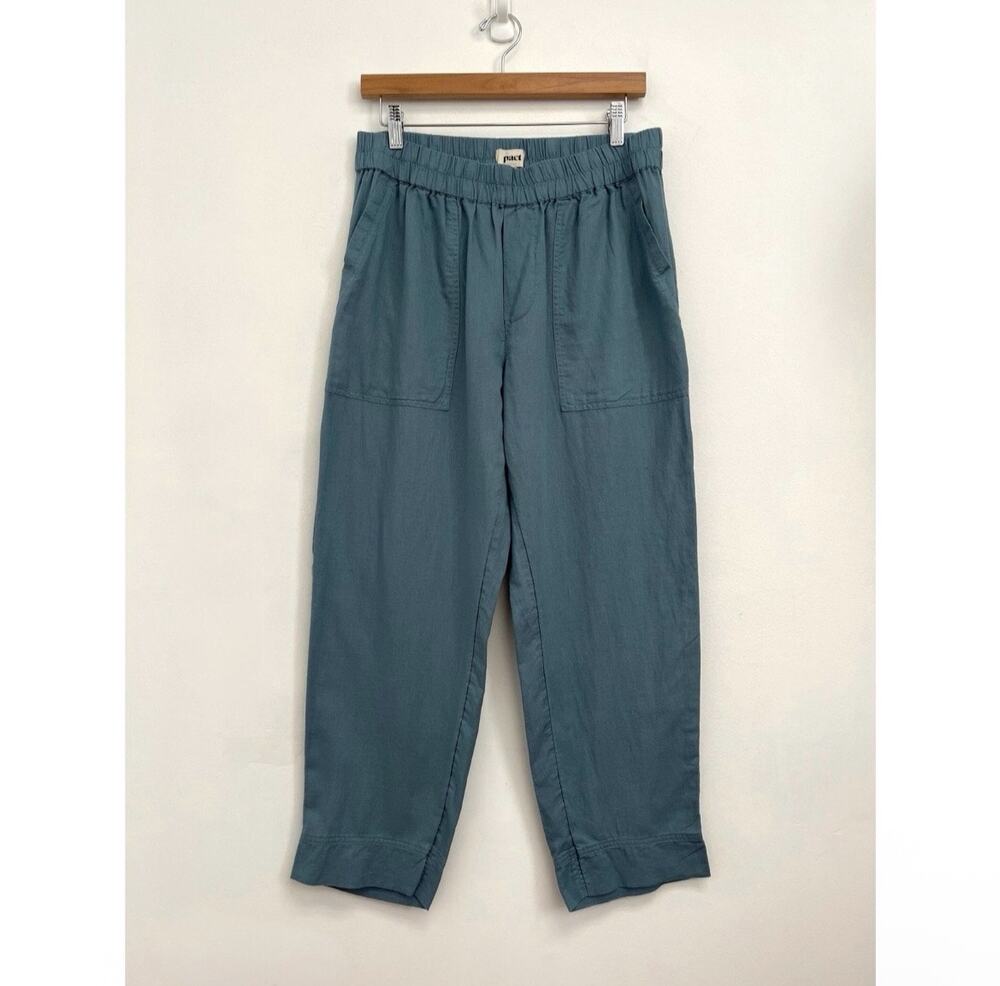 Pact Harbour Organic Cotton Hemp Pull On Elastic Waist Relaxed Crop Pants Large